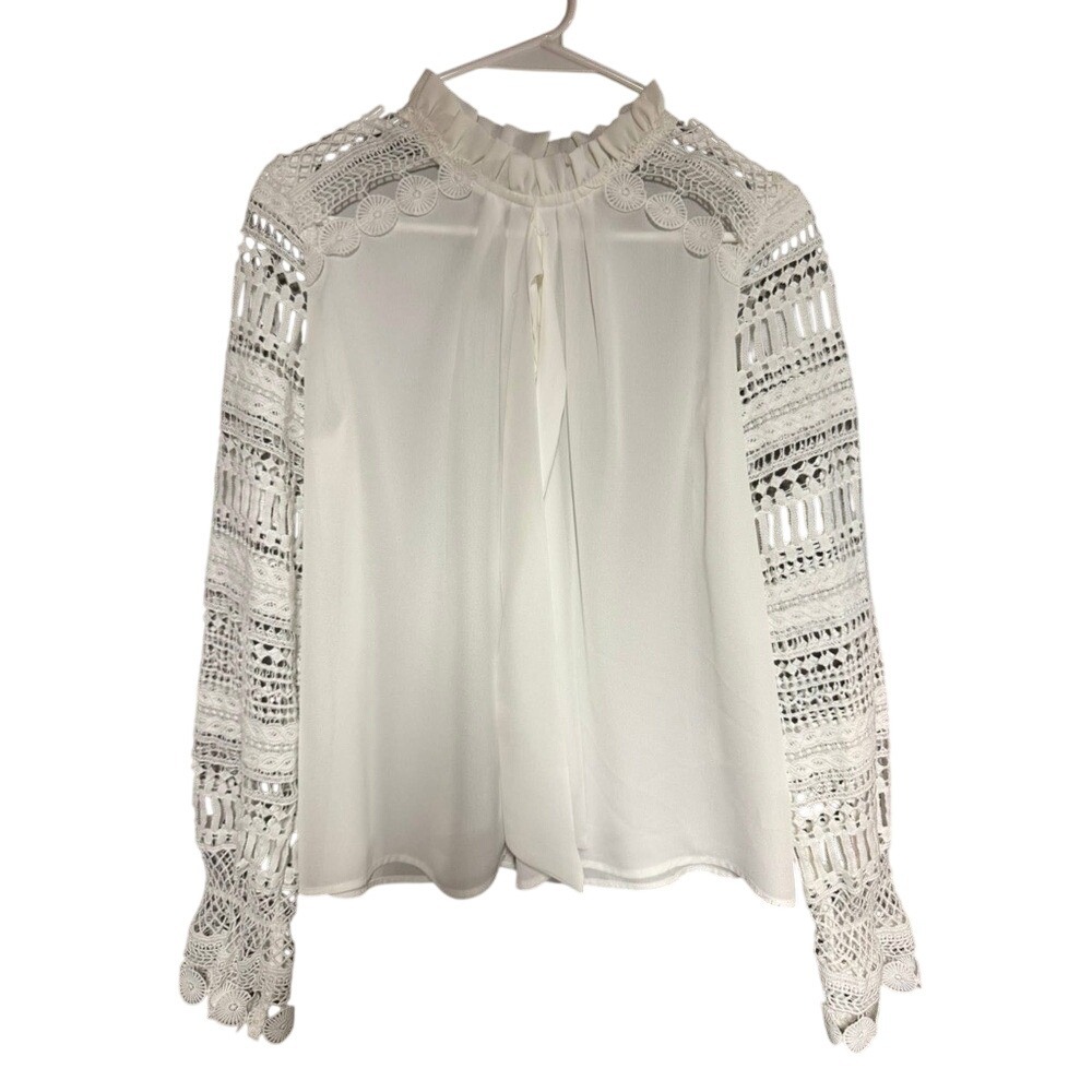 SHEIN Medium‎ Elegant White Lace Blouse